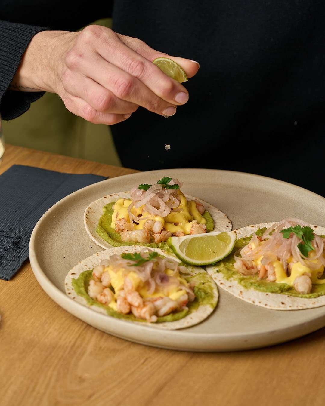 Prawn tacos at Teatro 18, tapas restaurant in Alicante