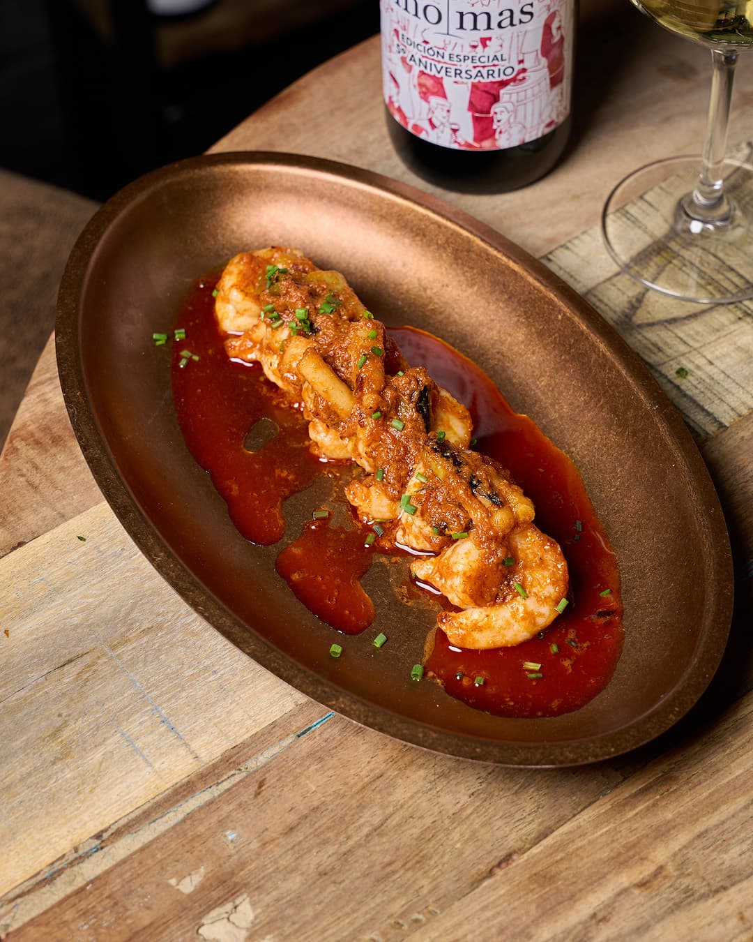Gambas al ajillo at Vino y Más, Alicante