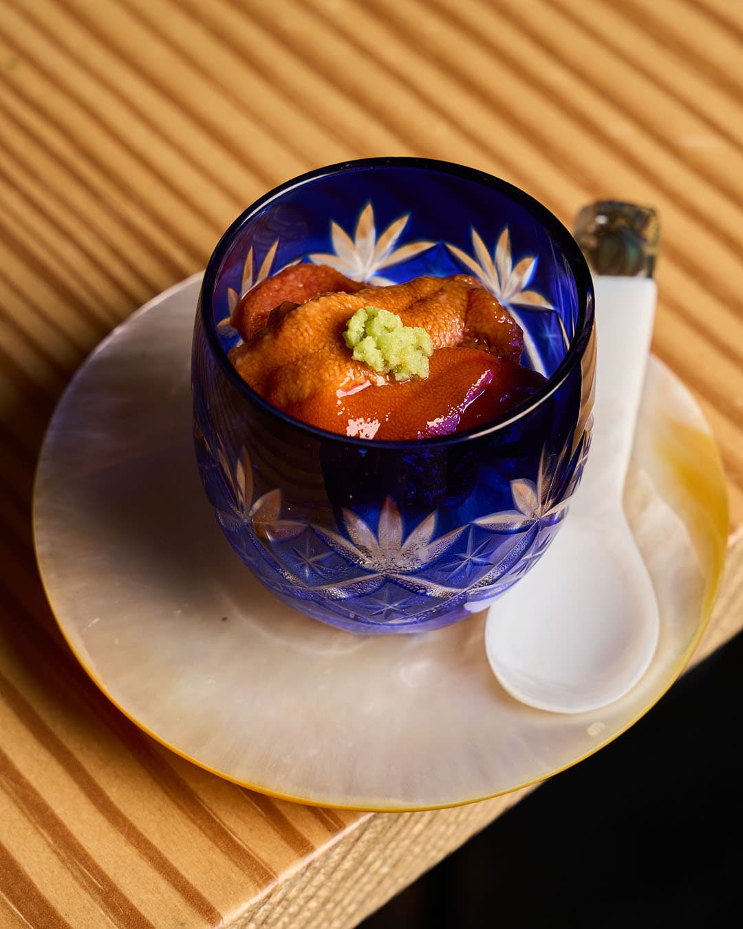 Sea urchin on rice with soy and wasabi at Daikichi Beach, Alicante