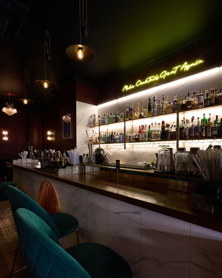 The bar at The Whisper Cocktail Company, Alicante