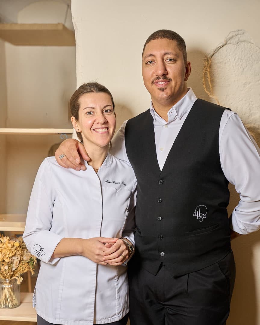 Alba, chef, y Michel, sumiller de Alba restaurante
